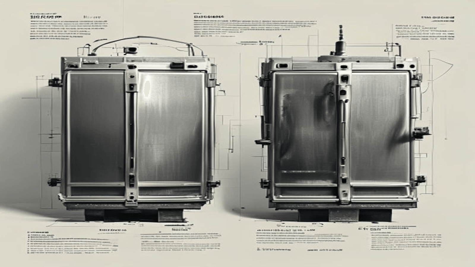Vacuum-forming mould and PU foaming mould side by side — the two-mould pair every refrigerator factory needs