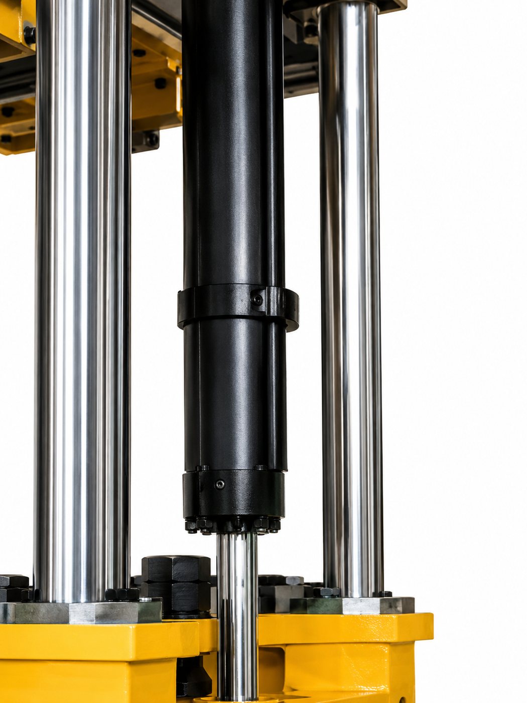Hydraulic refrigerator cabinet foaming fixture clamped and holding a cabinet during PU expansion and curing