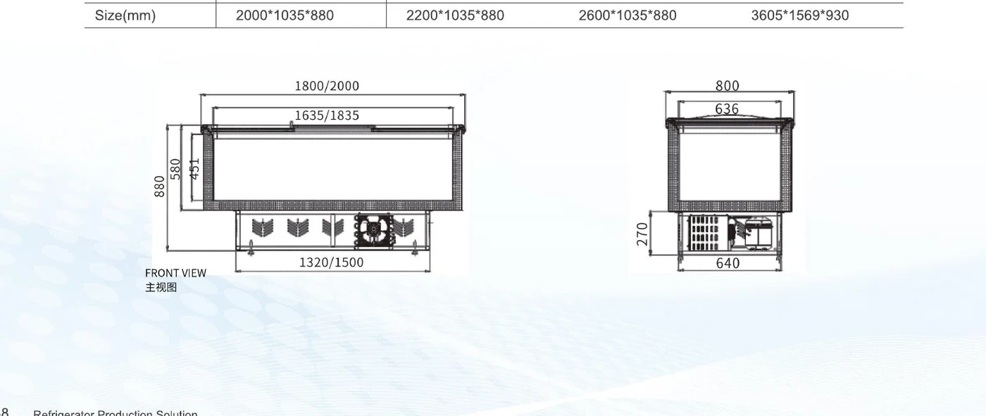 Engineering drawing — front / side / end views with dimension callouts for UMD-IF-2600 cabinet series